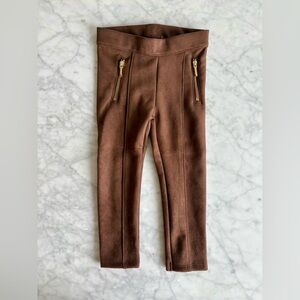 Janie and Jack Brown Leggings with Gold Zipper Accents